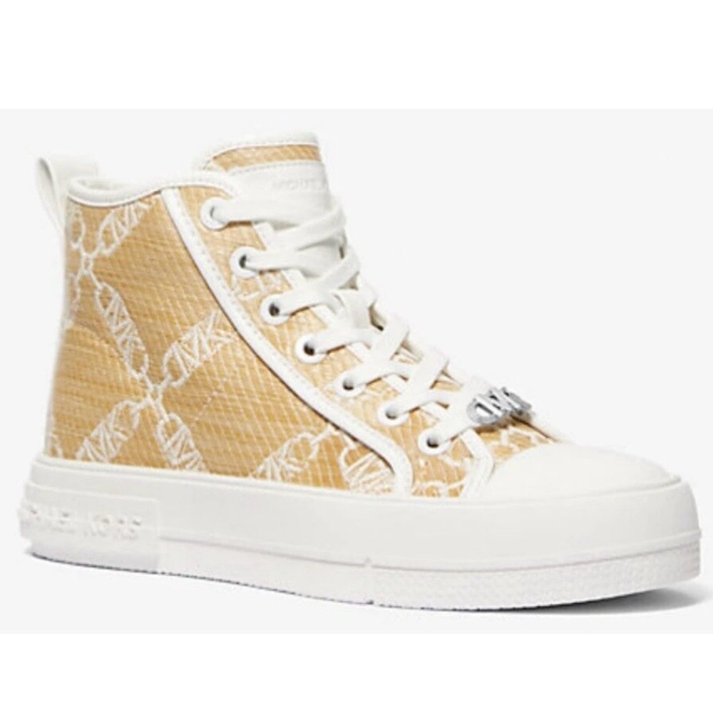 Michael Kors Women's Beige and White High-Top Sneakers